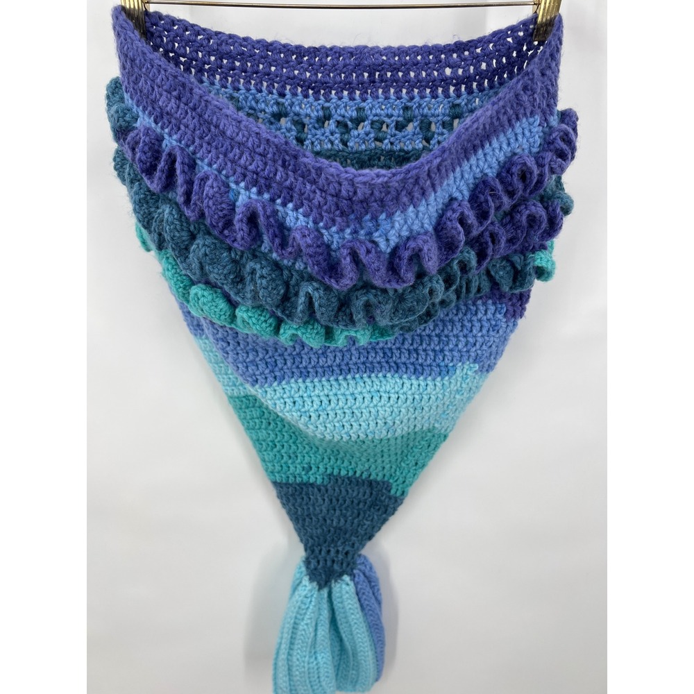 Hand Crochet Mermaid Tail Baby Blanket Toddler Photo Shoots Prop Fish Tail - Picture 2 of 5